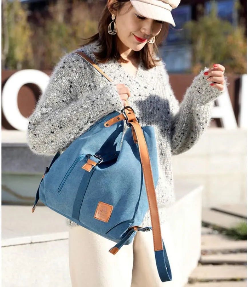 Cayla 3 Ways Canvas Purses Handbags Totes Shoulder Bag Backpack Hobo For Women