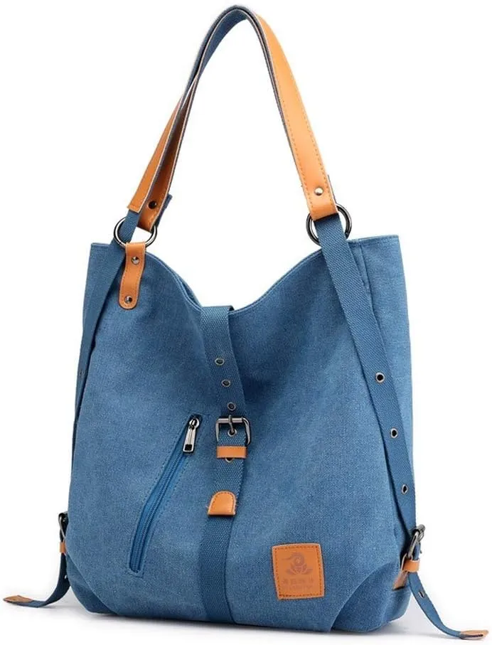 Cayla 3 Ways Canvas Purses Handbags Totes Shoulder Bag Backpack Hobo For Women