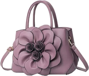 Cayla 3D Floral Handbags Purses for Women Top Handle Handbag PU Leather Satchel Shoulder Crossbody Bags Ladies Evening Bag