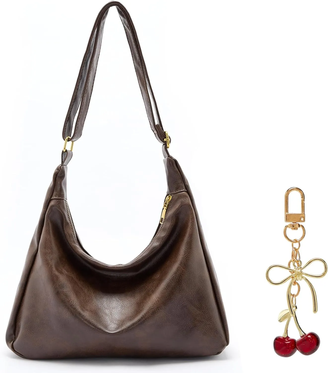 celestina Vegan Leather Tote Bag with Cherry Keychain – Stylish and Practical Gift Combo for Women, Perfect for Work, Travel, and Special Occasions