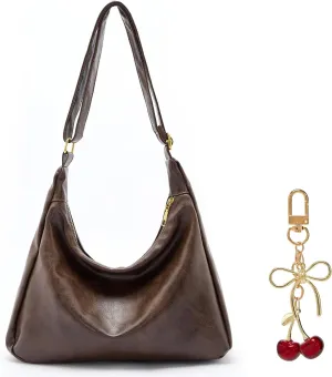 celestina Vegan Leather Tote Bag with Cherry Keychain – Stylish and Practical Gift Combo for Women, Perfect for Work, Travel, and Special Occasions