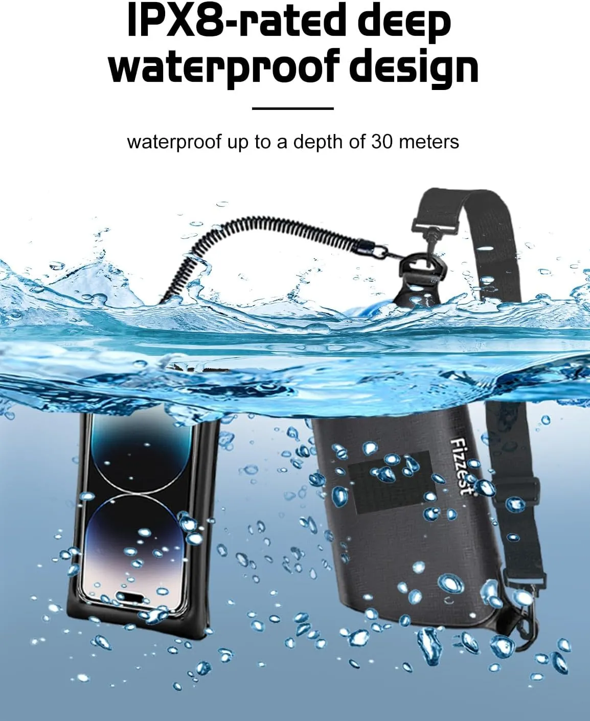 Cell Phone Waterproof Protector Pouch for Swimming Floating，Beach Vacation Essentials,Fanny Packs for Women and Men，Phone Bag Case，Compatible with iPhone Black