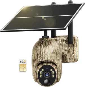 Cellular Trail Camera 3rd Generation 4G LTE with Solar Panel, Live Video Game Camera Include SIM Card with 360° Pan Tilt, Motion Activated, 2K Color Night Vision, No Wi-Fi, IP65 for Wildlife