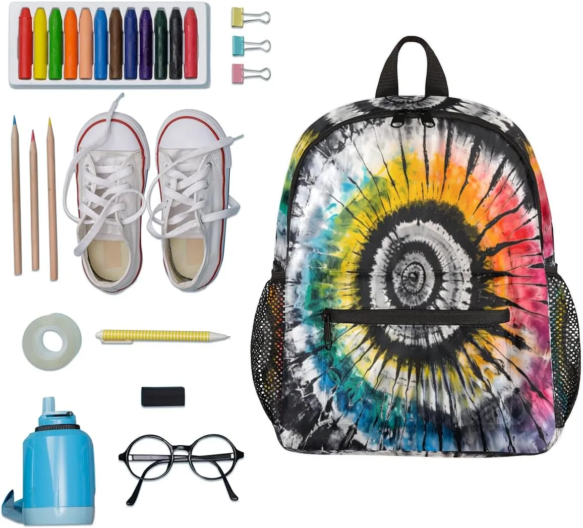 cfpolar Tie Dye Kids Backpacks for Boys Girls, Cute Toddler Backpack Preschool Kindergarten Elementary School Backpack Lightweight Mini Shoulder Bookbag Casual Daypack with Chest Strap