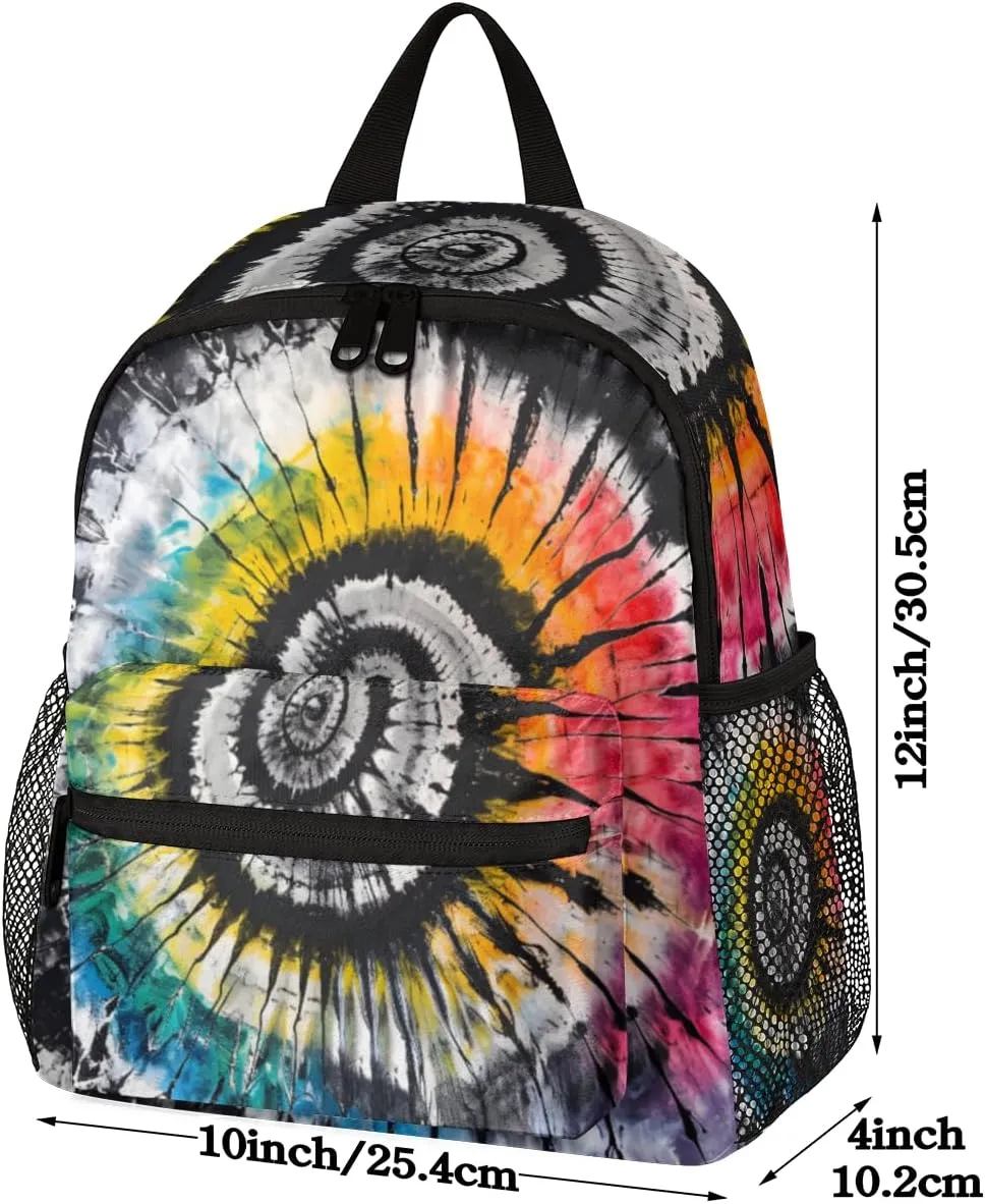 cfpolar Tie Dye Kids Backpacks for Boys Girls, Cute Toddler Backpack Preschool Kindergarten Elementary School Backpack Lightweight Mini Shoulder Bookbag Casual Daypack with Chest Strap