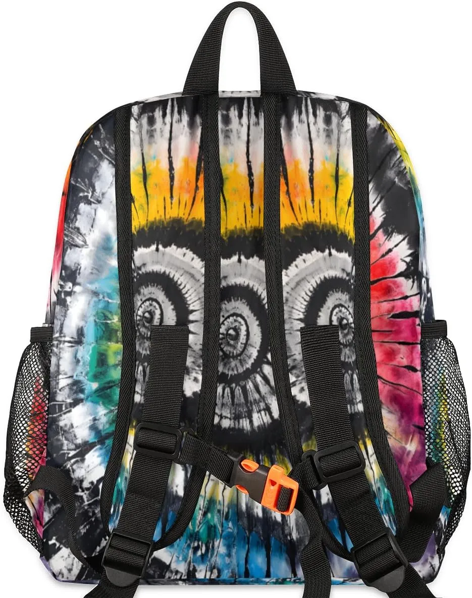 cfpolar Tie Dye Kids Backpacks for Boys Girls, Cute Toddler Backpack Preschool Kindergarten Elementary School Backpack Lightweight Mini Shoulder Bookbag Casual Daypack with Chest Strap