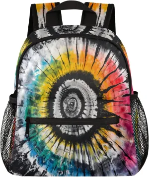 cfpolar Tie Dye Kids Backpacks for Boys Girls, Cute Toddler Backpack Preschool Kindergarten Elementary School Backpack Lightweight Mini Shoulder Bookbag Casual Daypack with Chest Strap