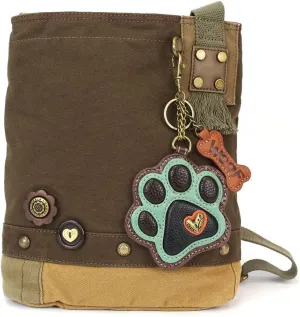 Chala Canvas Denim handbags with Teal Paw Print Key-fob Coin Purse