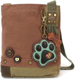 Chala Canvas Denim handbags with Teal Paw Print Key-fob Coin Purse
