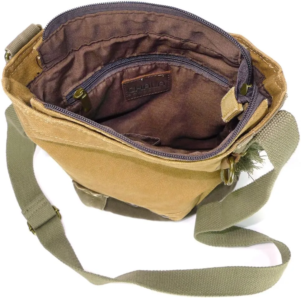 Chala Corgi Patch Cross-Body Canvas Messenger Bag with Corgi Key fob