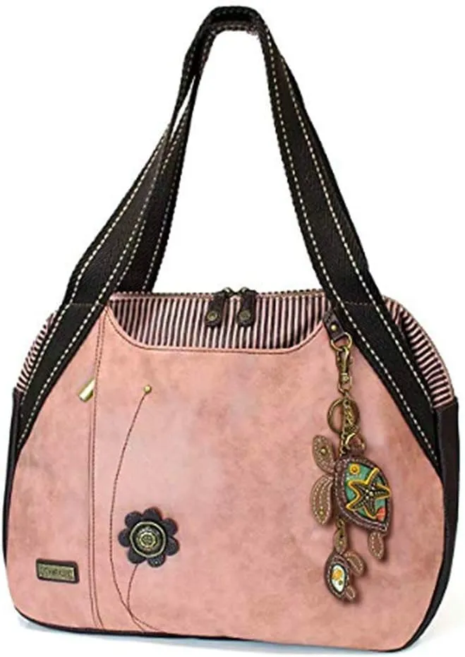 Chala Handbags Dust Rose Shoulder Purse Tote Bag with Key Fob/ Coin Purse