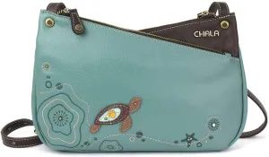 Chala Handbags Turtle Criss Cross Crossbody Handbag Purse