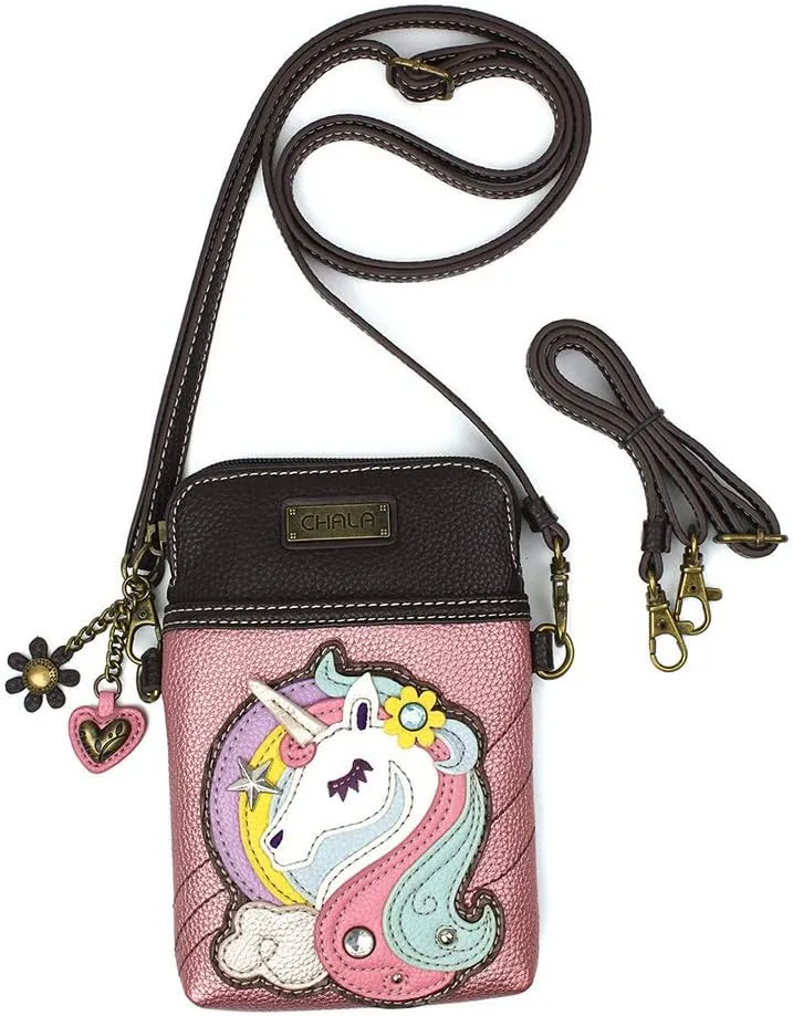 Chala Handbags Unicorn Cellphone Crossbody Handbag - Unicorn Lover Collector- Pink Purse