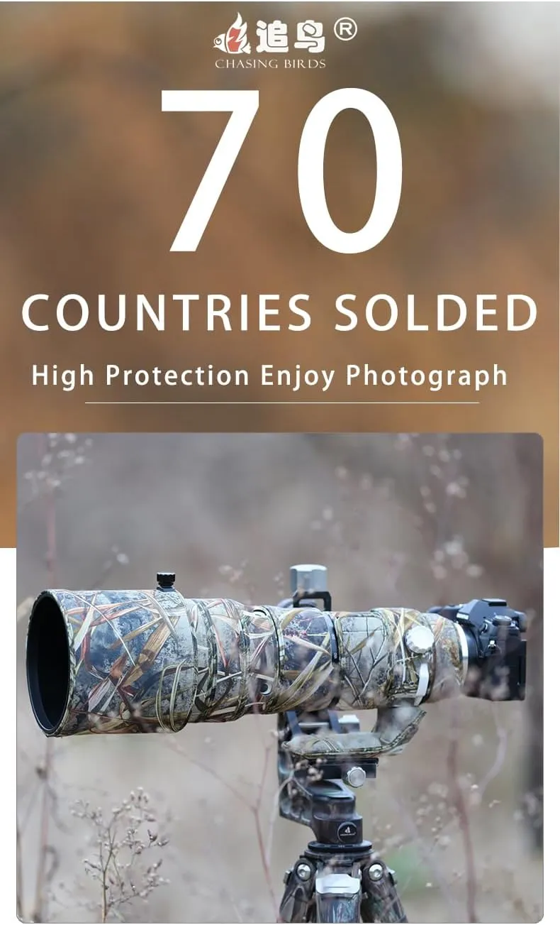 CHASING BIRDS Camouflage Waterproof Lens Coat for Olympus 150-400mm F4.5 TC1.25x is PRO Rainproof Lens Protective Cover (Shadow Black)