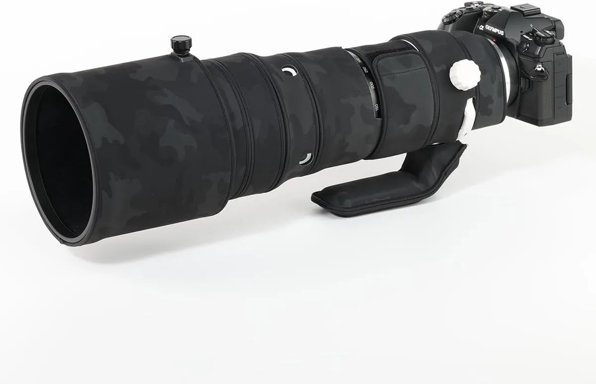 CHASING BIRDS Camouflage Waterproof Lens Coat for Olympus 150-400mm F4.5 TC1.25x is PRO Rainproof Lens Protective Cover (Shadow Black)