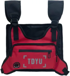Chest Bag for Men Fashion Chest Rig Bag Pack Harness Reflective Utility Light Bags for Men Women Night Running Exercise Hiking (Red)