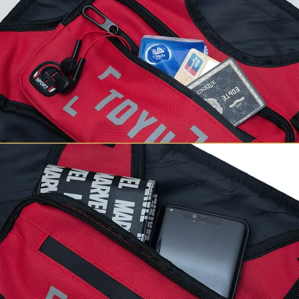 Chest Bag for Men Fashion Chest Rig Bag Pack Harness Reflective Utility Light Bags for Men Women Night Running Exercise Hiking (Red)