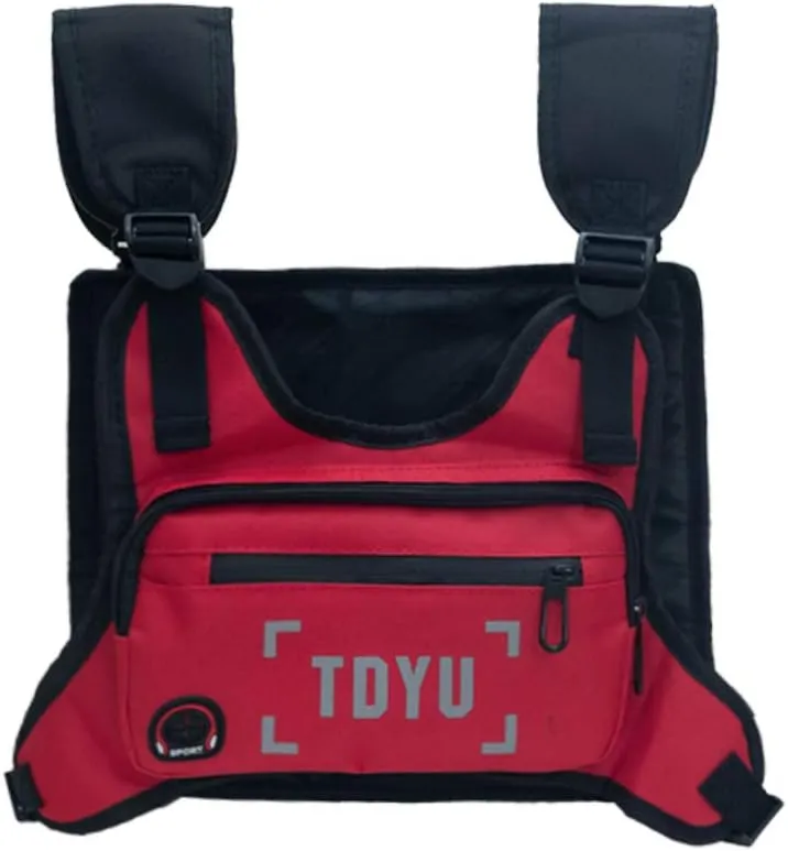 Chest Bag for Men Fashion Chest Rig Bag Pack Harness Reflective Utility Light Bags for Men Women Night Running Exercise Hiking (Red)