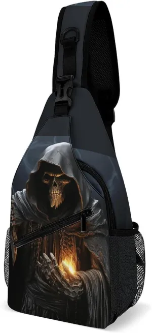 Chest Bag Grim-Reaper Sling Bag for Men Crossbody Bag Fanny Packs for Women Sling Backpack for Travel