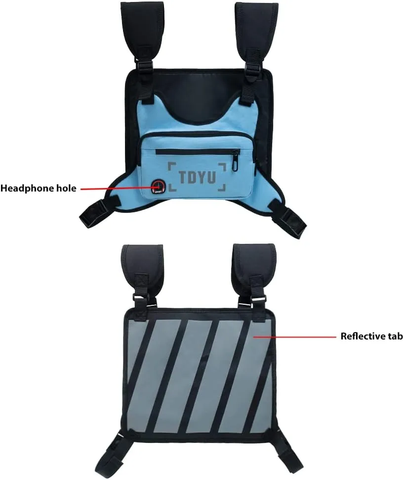 Chest Bag,Chest Rig Bag Pack Harness Reflective Utility Light Bags Fashion for Men Women Night Running Exercise Hiking Blue