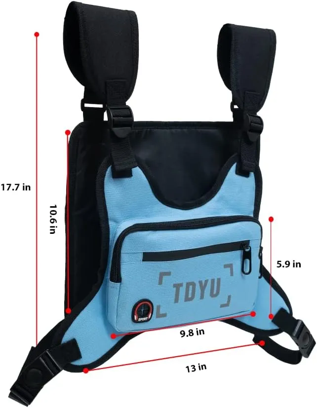 Chest Bag,Chest Rig Bag Pack Harness Reflective Utility Light Bags Fashion for Men Women Night Running Exercise Hiking Blue