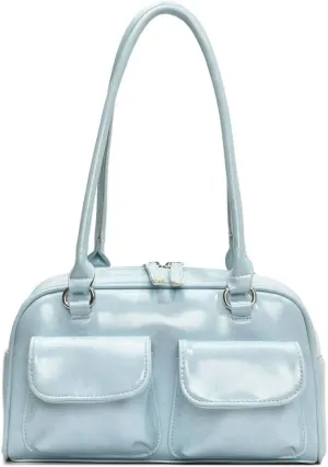 Chic Shoulder Bag for Women Glossy PU Leather Purses Fashion Small Tote Handbag Y2k Top Handle Satchel