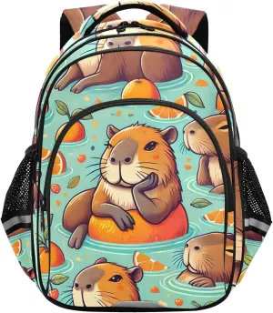 CHIFIGNO Backpack for School, Cute Guinea Pigs Oranges Book Bag for Girls Boys Lightweight Daypack Backpacks with Reflective Stripes