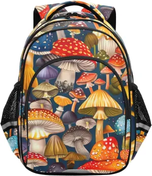 CHIFIGNO Colorful Mushrooms Backpack for School Travel Book Bag Girls Boys Lightweight Student Backpack with Reflective Stripes