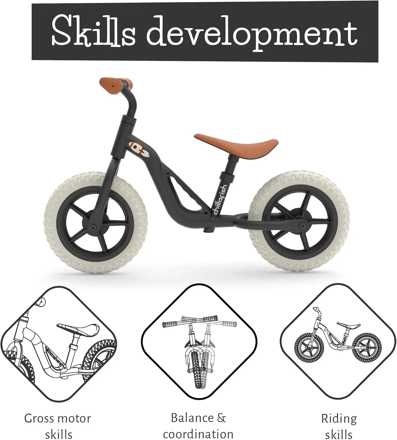 Chillafish Charlie Toddler Balance Bike, Lightweight 10-Inch Bike for Boys & Girls 2 to 4 Years Old, Adjustable Seat, Carry Handle & No-Puncture Tires