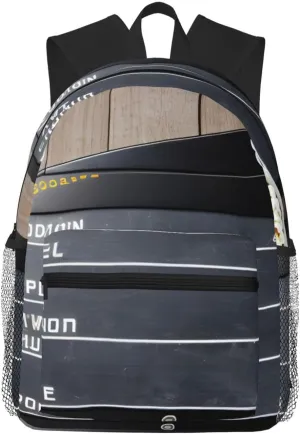 Cinema Movie Clapboard And Popcorn Backpacks Lightweight With 1 Main Compartment, Shoulder Rucksack Carry-On