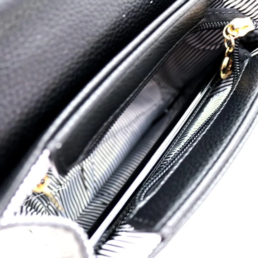 Classy Small Mini Metal Top-Handle Flap Simple Minimalist Satchel Clutch Purse Crossbody Bag