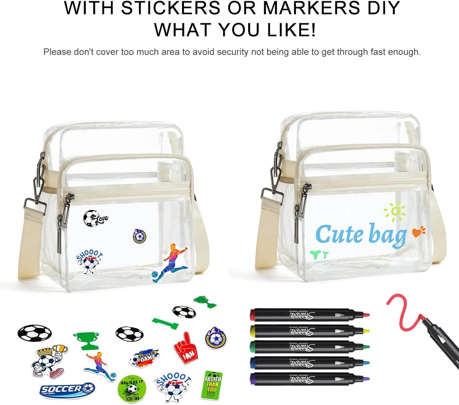 Clear Bag for Stadium Events, Clear Purse for Women Stadium Crossbody Bag, Transparent Bag for Concerts Sports