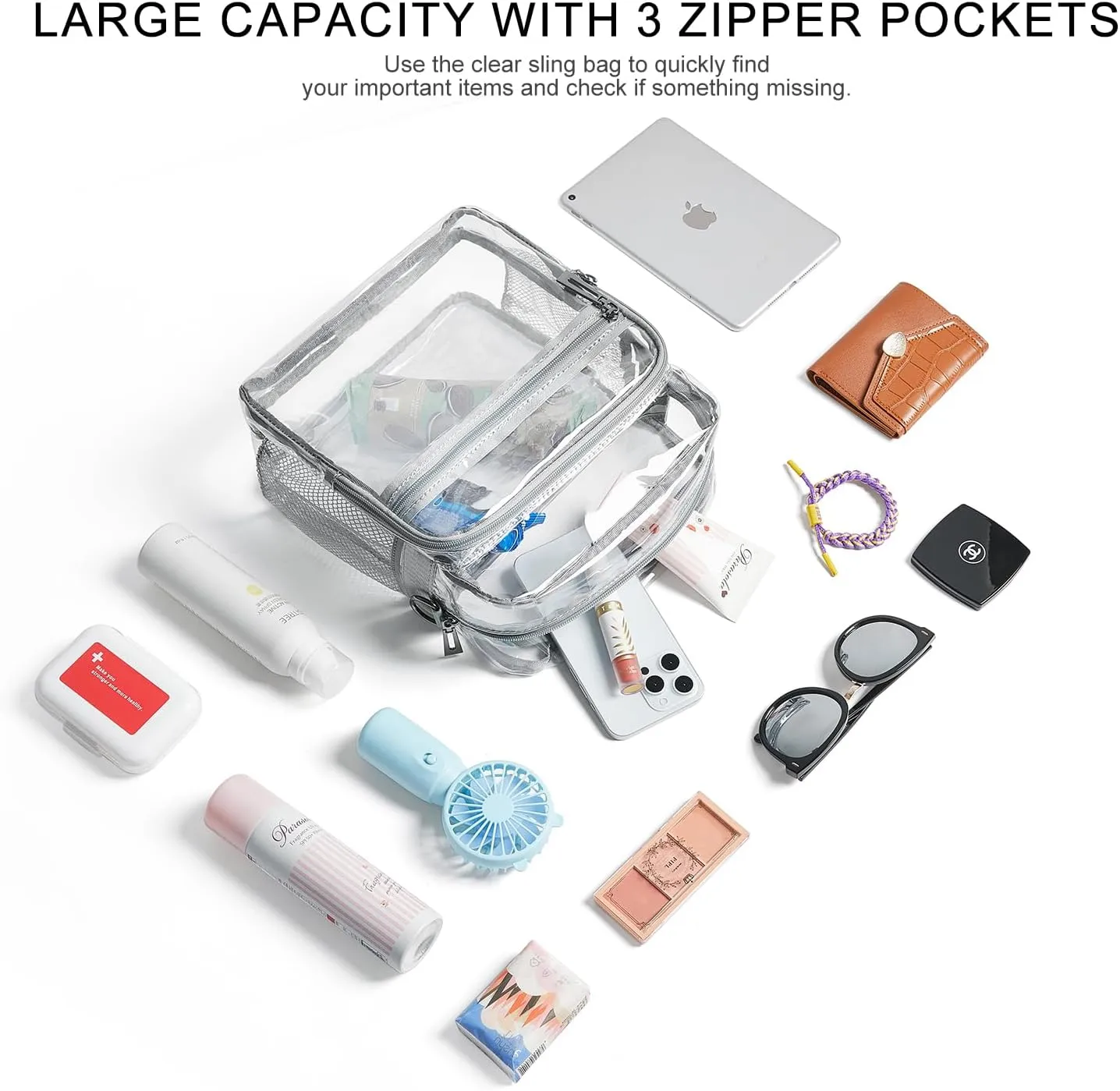 Clear Bag for Stadium Events, Clear Purse for Women Stadium Crossbody Bag, Transparent Bag for Concerts Sports