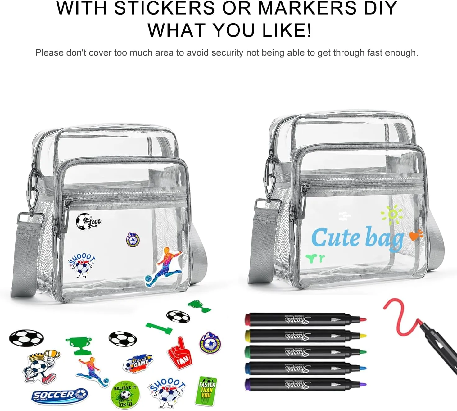 Clear Bag for Stadium Events, Clear Purse for Women Stadium Crossbody Bag, Transparent Bag for Concerts Sports