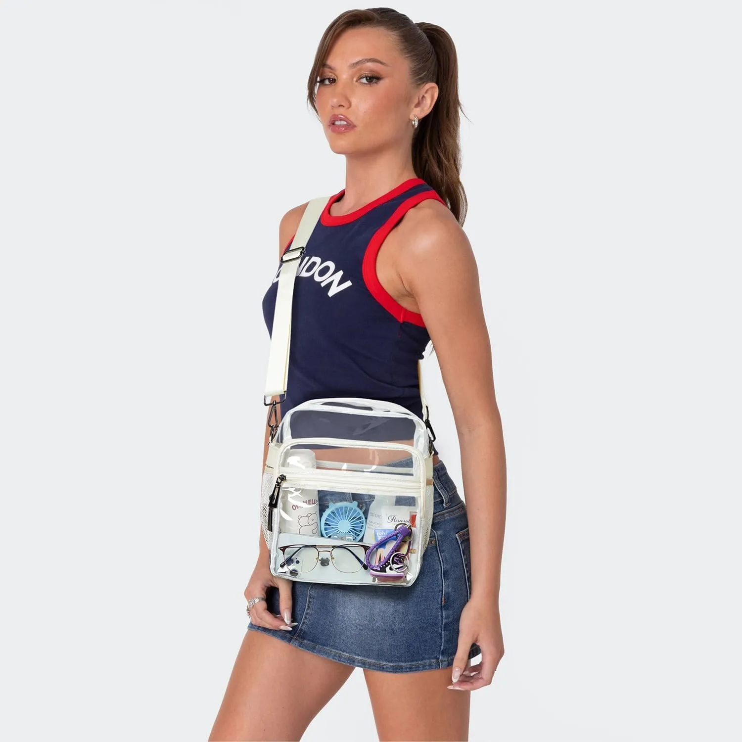 Clear Bag for Stadium Events, Clear Purse for Women Stadium Crossbody Bag, Transparent Bag for Concerts Sports