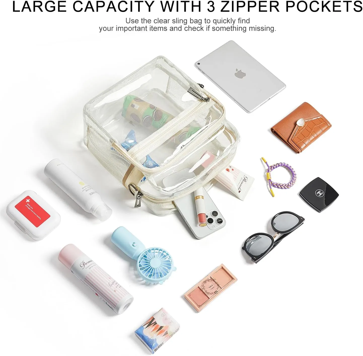 Clear Bag for Stadium Events, Clear Purse for Women Stadium Crossbody Bag, Transparent Bag for Concerts Sports