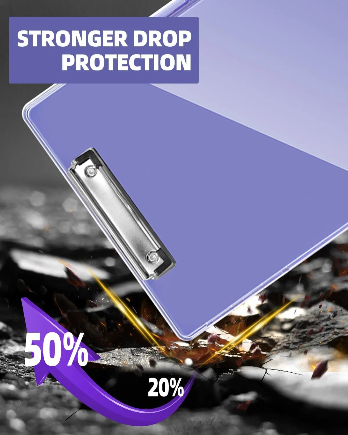 Clearview Clipboard with 2 Storage, Dry Erase 8.5x11 Heavy Duty ClipBoards - High Capacity Coaches Clip Board with Pen Holder - Side Opening Plastic Nursing Clip Case (Light Purple)