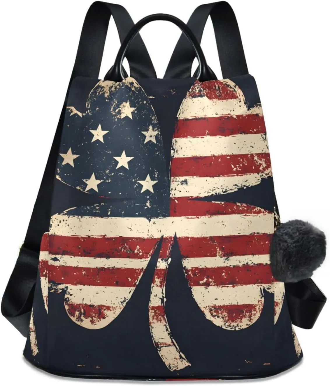 Clover American Flag Backpack for Women Anti Theft Large Fashion Travel Shoulder Bag Purse Rucksack Lightweight