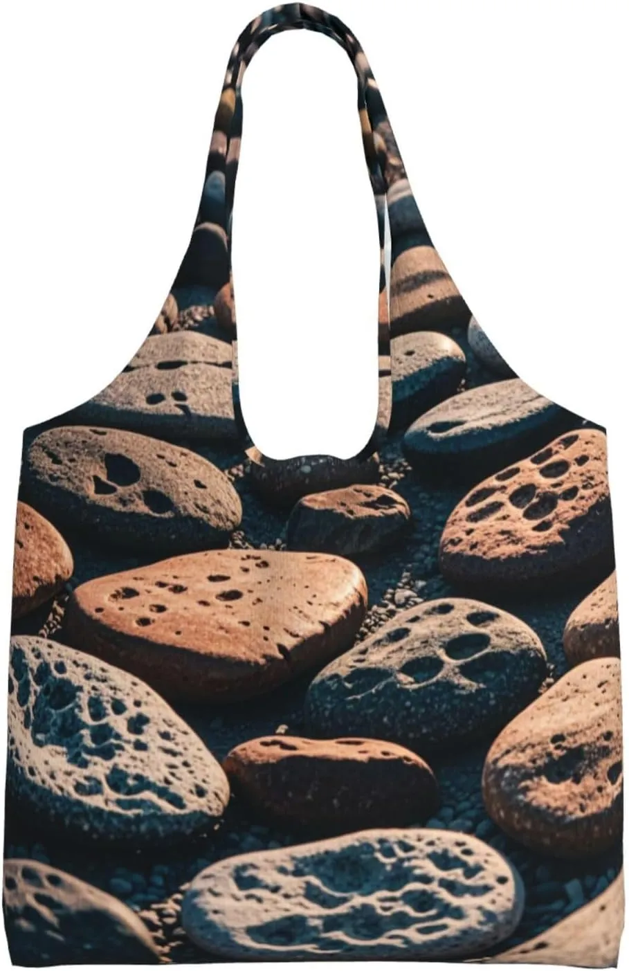 Cobble Print Canvas Tote Bag for Women, Large Capacity Casual Shoulder Handbags for Work Travel Shopping