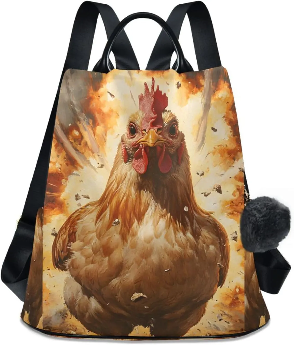 Cock Explosion Behind Backpack for Women Anti Theft Large Fashion Travel Shoulder Bag Purse Rucksack Lightweight