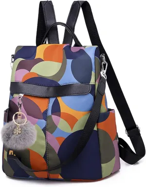 COFIHOME Fashion Backpack for Women Anti-theft Waterproof Rucksack Daypack Shoulder Bag Ladies Rucksack Laptop Handbag Casual Travel Hiking Backpack Purse with Pom Pom Keychain, Large, Multicolor
