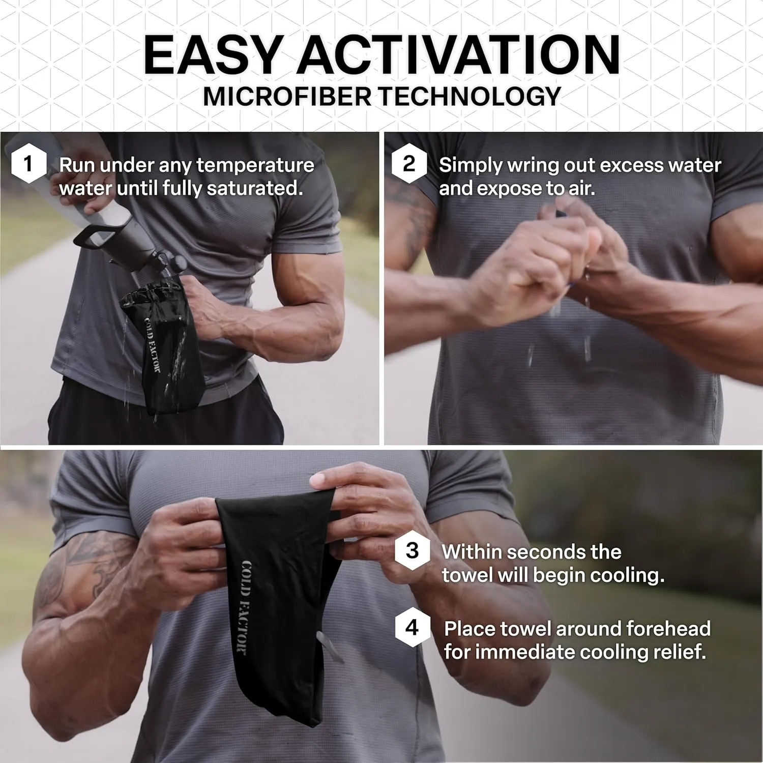 COLD FACTOR Instant Cooling Headband 3 Pack | Advanced Evaporative Comfort for Sports & Outdoor | UPF 50  Protection | Long-Lasting Coolness | Ideal for Fitness, Hiking, Yoga, & Running