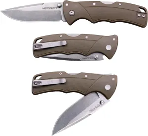 Cold Steel VERDICT 4116SS / 3" SPEAR POINT BLADE / 4116SS STRAIGHT EDGE STEEL W/STONEWASH FINISH/FDE GFN HANDLE/BLACK POCKET CLIP