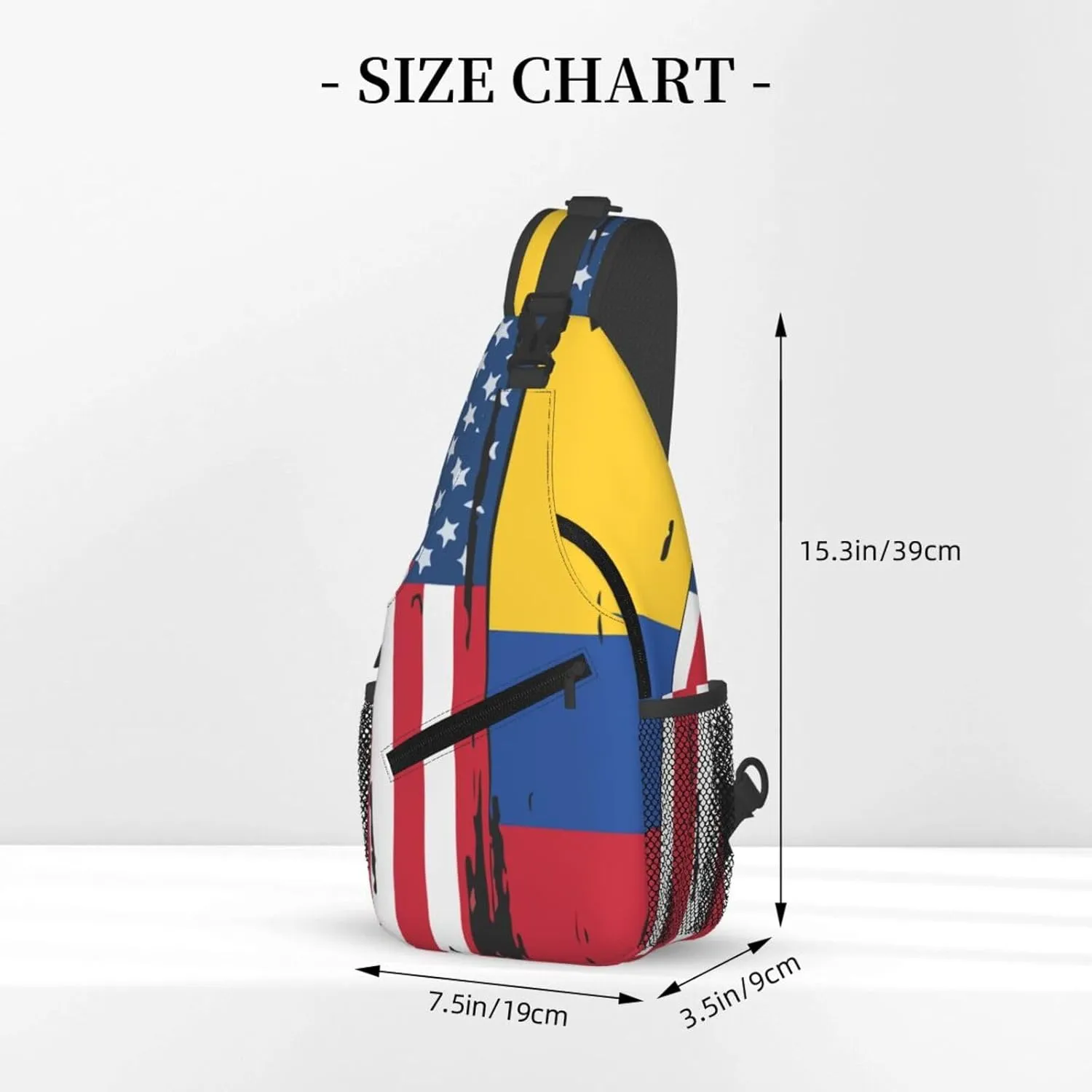Colombian Colombia American Flag Crossbody Bag Cross Chest Bag Adjustable Sling Backpack Sports Gym Shoulder Bags Travel Cycling Daypack Diagonally Casual Rucksack