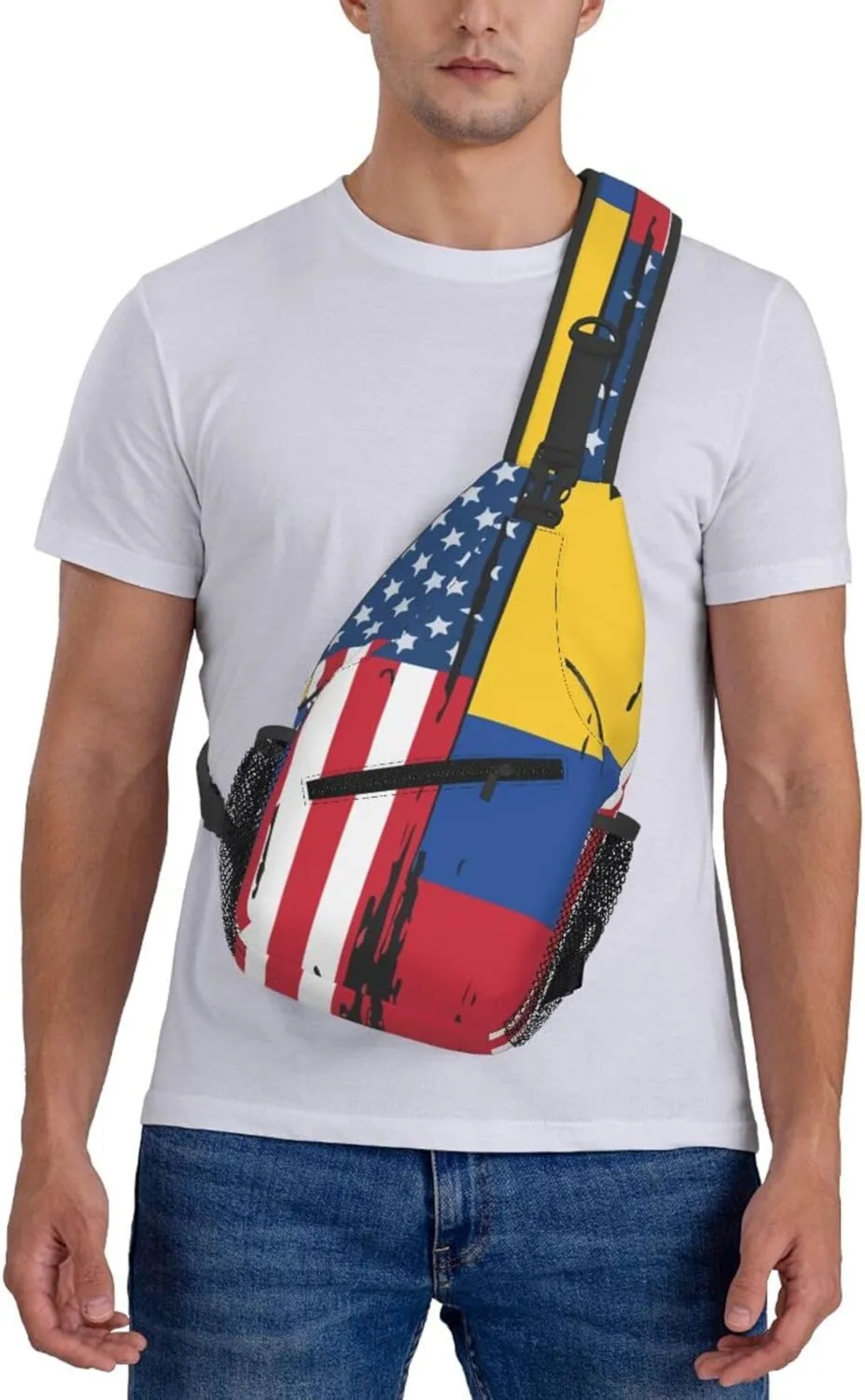 Colombian Colombia American Flag Crossbody Bag Cross Chest Bag Adjustable Sling Backpack Sports Gym Shoulder Bags Travel Cycling Daypack Diagonally Casual Rucksack