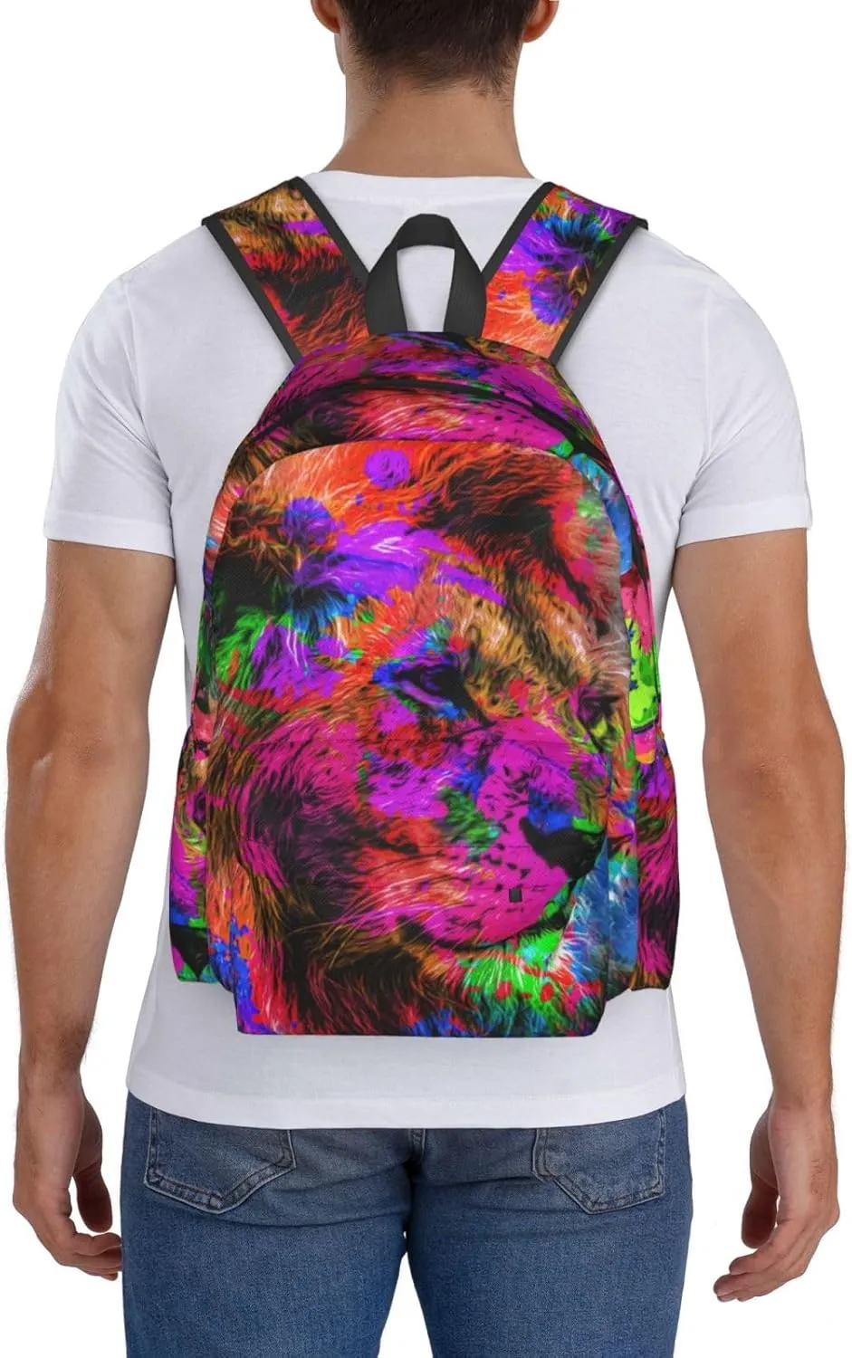 Colorful Artistic Lion Muzzle Bright Paint Splatters Laptop Backpack Shoulder Bag Laptop Pack Travel Backpacks Commuter Back Pack Casual Daypack Bags With Side Pockets