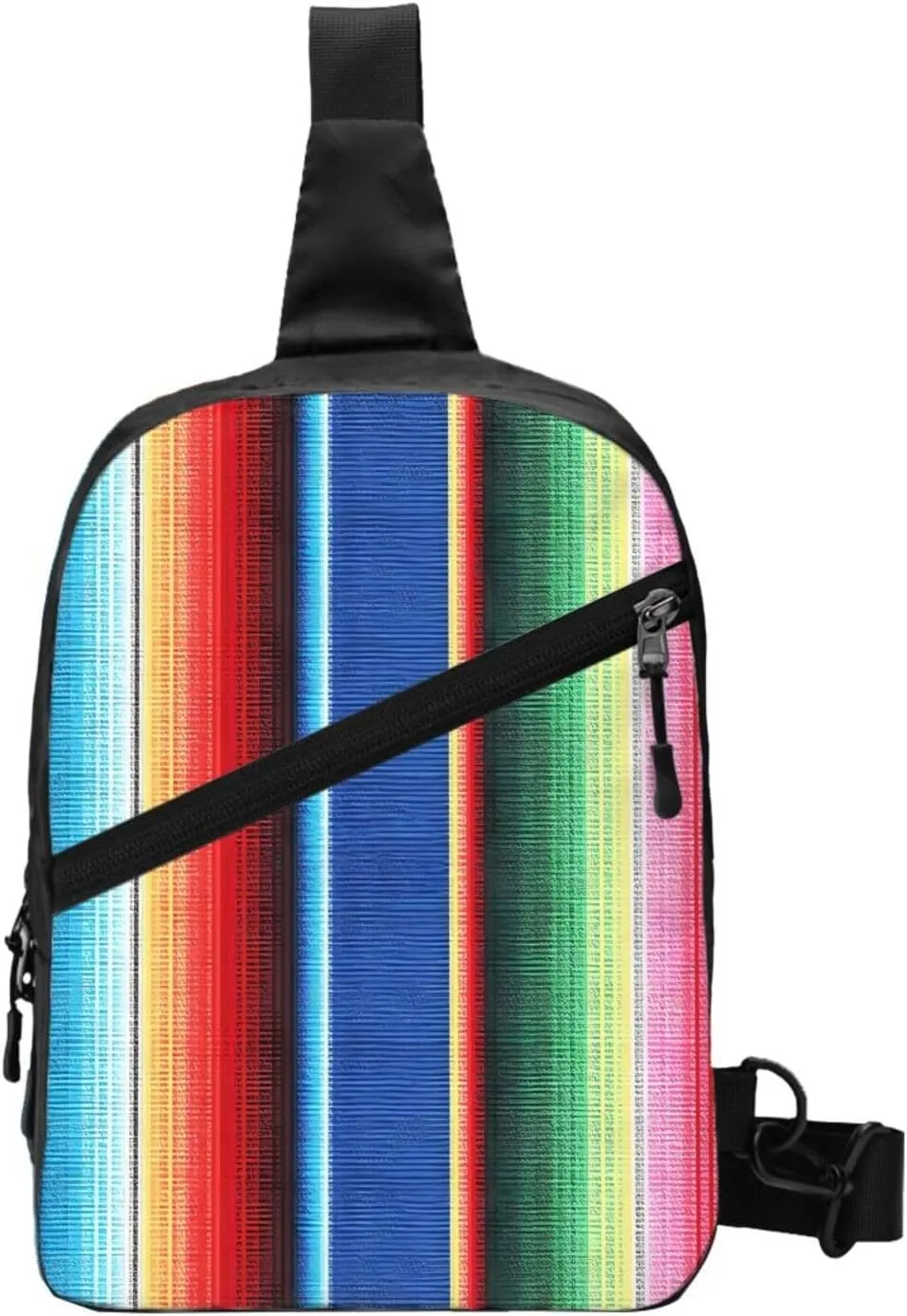 Colorful Mexican Stripes Crossbody Bag Portable Sling Bags Foldable Chest Daypack Reusable Sports Shoulder Backpack Diagonally Casual Rucksack Travel Bag