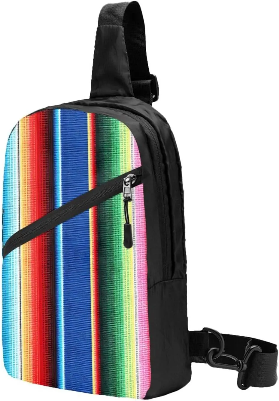Colorful Mexican Stripes Crossbody Bag Portable Sling Bags Foldable Chest Daypack Reusable Sports Shoulder Backpack Diagonally Casual Rucksack Travel Bag