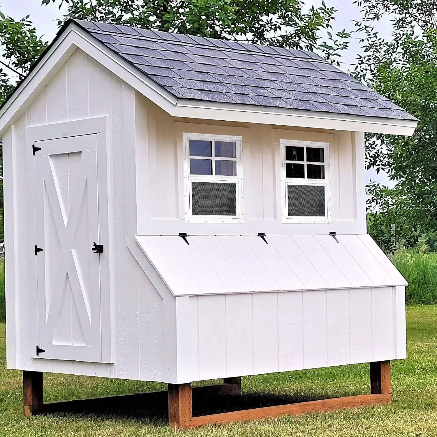 COLORPAPA 2 Pack Shed Windows,12" x 18" Small Sliding Windows,Flush Mount Windows with Tempered Glass and Fiberglass Screen for Shed, Chicken Coop, Playhouse, Household, Garage, Barns (White)