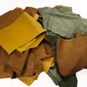 Coloured Vegetable Tanned Leather Scraps Pack – Full Grain Craft Offcuts